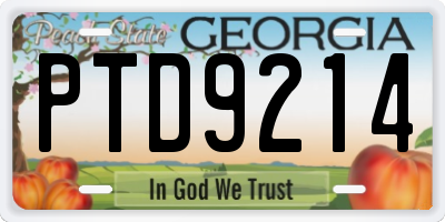 GA license plate PTD9214