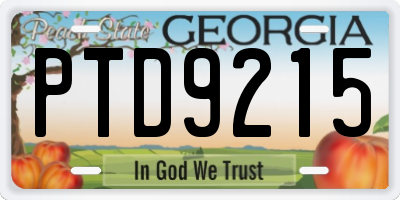 GA license plate PTD9215