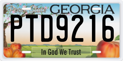 GA license plate PTD9216