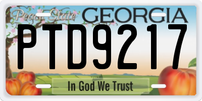 GA license plate PTD9217