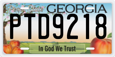 GA license plate PTD9218