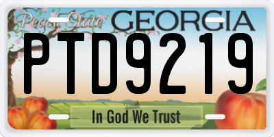 GA license plate PTD9219