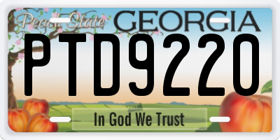 GA license plate PTD9220