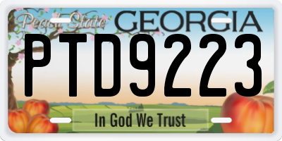 GA license plate PTD9223
