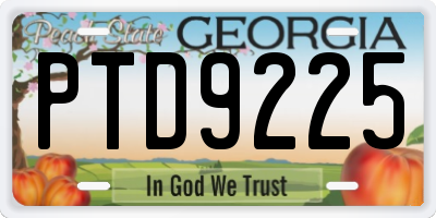 GA license plate PTD9225