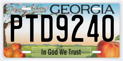 GA license plate PTD9240