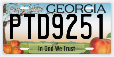 GA license plate PTD9251