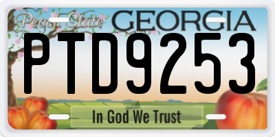 GA license plate PTD9253