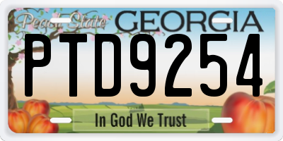 GA license plate PTD9254