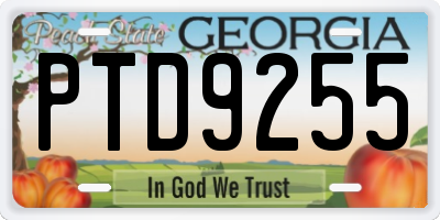 GA license plate PTD9255