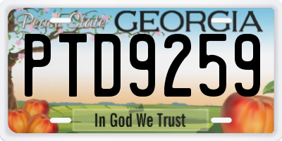 GA license plate PTD9259
