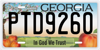 GA license plate PTD9260