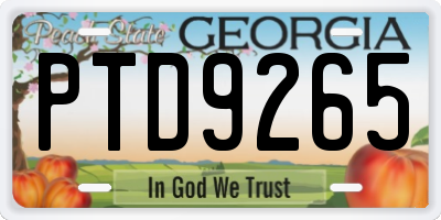 GA license plate PTD9265