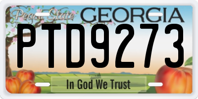 GA license plate PTD9273