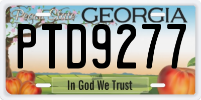 GA license plate PTD9277