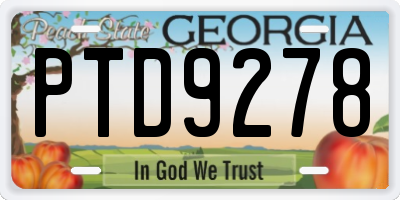 GA license plate PTD9278
