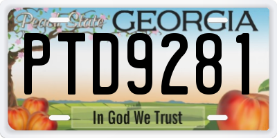 GA license plate PTD9281