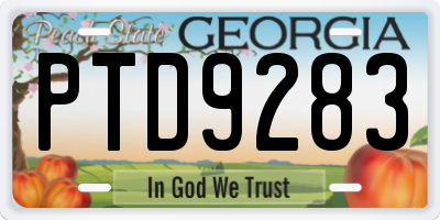 GA license plate PTD9283
