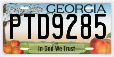 GA license plate PTD9285