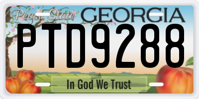 GA license plate PTD9288