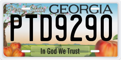 GA license plate PTD9290
