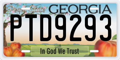 GA license plate PTD9293