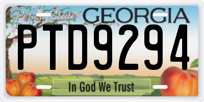 GA license plate PTD9294