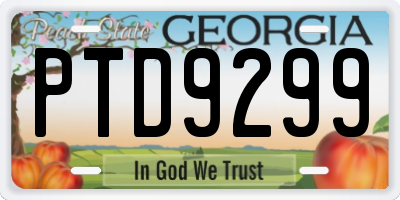 GA license plate PTD9299