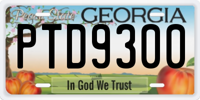 GA license plate PTD9300