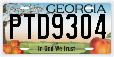 GA license plate PTD9304