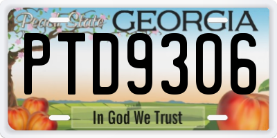 GA license plate PTD9306