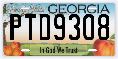GA license plate PTD9308