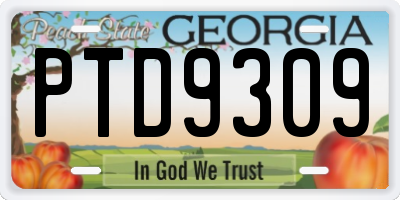 GA license plate PTD9309