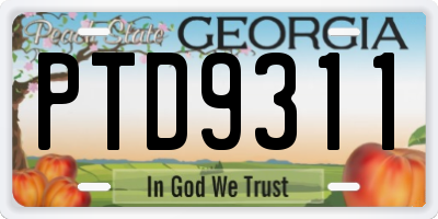 GA license plate PTD9311