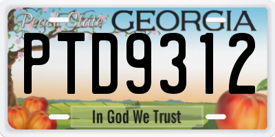 GA license plate PTD9312