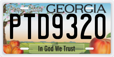 GA license plate PTD9320