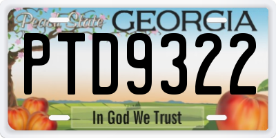 GA license plate PTD9322