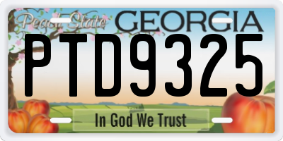 GA license plate PTD9325