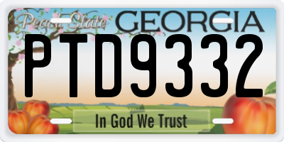 GA license plate PTD9332