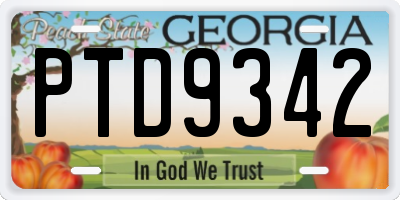GA license plate PTD9342