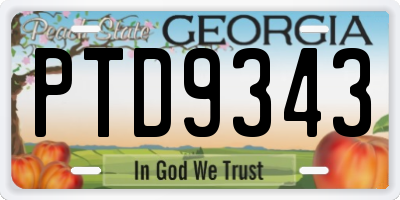 GA license plate PTD9343