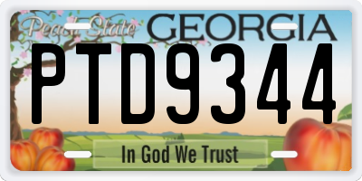 GA license plate PTD9344