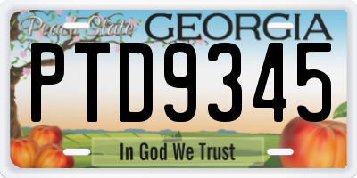 GA license plate PTD9345