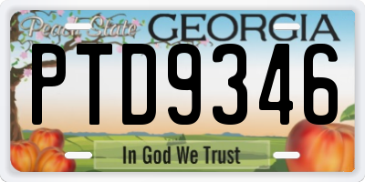 GA license plate PTD9346