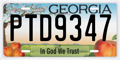 GA license plate PTD9347