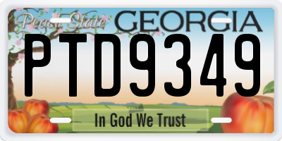 GA license plate PTD9349