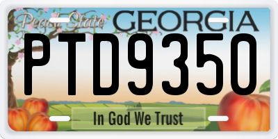 GA license plate PTD9350