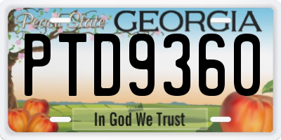 GA license plate PTD9360