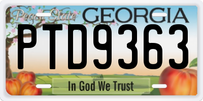 GA license plate PTD9363