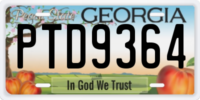 GA license plate PTD9364